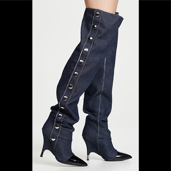 giuseppe zanotti NIB otk denim & blk patent boots - Picture 6 of 16